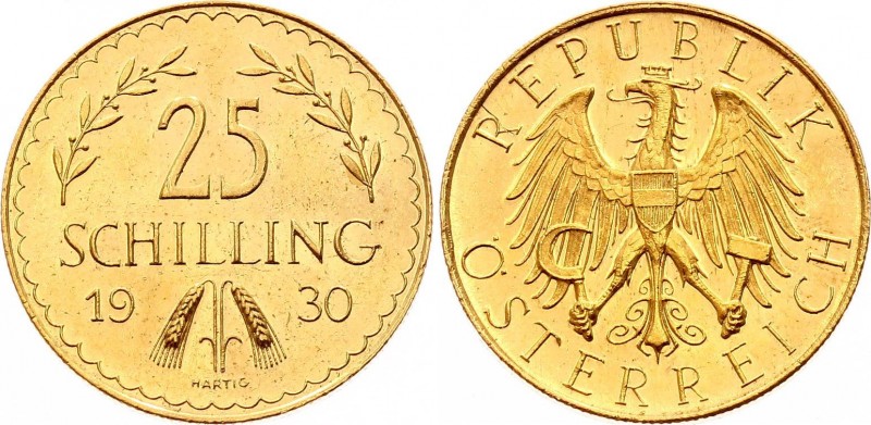 Austria 25 Schilling 1930
KM# 2841; Gold (.900), 5.88g. Mintage 129,535. Proofl...