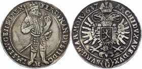 Bohemia Thaler 1637 Prague
KM# 354; Hand holding star - mintmaster Jakob W. Wolker; Ferdinand II