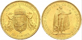 Hungary 20 Korona 1892 KB
KM# 486; Franz Joseph I, Kremnitz. Gold (.900) 6,78g. UNC. Rare state for this type!