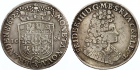 German States Brandenburg-Prussia 2/3 Thaler 1692 ICS
KM# 557; Silver; Friedrich III