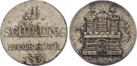 German States Hamburg 1 Schilling 1851 
KM# 574; Silver