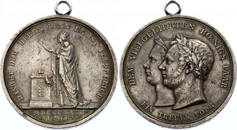 German States Medal "Birth of Crown Prince Karl - Württemberg" 
Silver 29.82g 4...