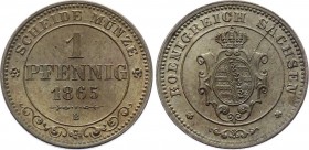 German States Saxony-Albertine 1 Neu Pfennig 1865 B
KM# 1216; UNC
