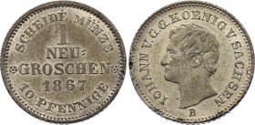 German States Saxony-Albertine 1 Neu Groschen 10 Pfennig 1867 B
KM# 1219; AUNC