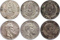 Germany - Empire 2 Mark 1888 A
Silver, lot of 3. Different conditions.