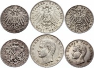 Germany - Empire Bavaria & Bremen 2-3 Mark 1904 - 1909
Silver, VF-XF. Including Bremen 2 Mark 1904 - not common but unmounted.