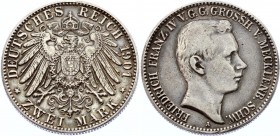 Germany - Empire Mecklenburg-Schwerin 2 Mark 1901 A Rare
KM# 330; Silver; Friedrich Franz IV