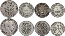 Germany - Empire Silver Marks Lot 1880 - 1927
Rare 1 Mark 1883 D, 1 Mark 1880 H, 1 Mark 1927 F, 2 Mark 1880 A.