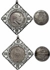 Germany Silver Decorations Lot
Silver Pendant made of Baden 5 Mark 1907 and Brooch nade of 2/3 Thaler.