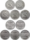 Germany Weimar Republic 50 Pfennig 1919 A F G J D
Lot of 5 Aluminium not common 50 Pfennig.