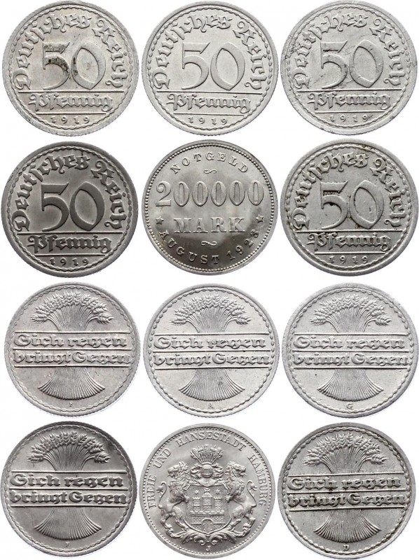 Germany Weimar Republic Lot 1919
Lot of 5 Aluminium not common 50 Pfennig and 2...