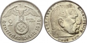 Germany - Third Reich 2 Reichsmark 1936 G
KM# 93; Silver, UNC. One of the Rarest dates.