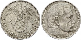 Germany - Third Reich 2 Reichsmark 1936 G
KM# 93; Silver, XF-AUNC. One of the Rarest dates.