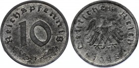 Germany - Third Reich 10 Reichspfennig 1948 F
KM# A104; Allied Occupation; Mint Luster Remains