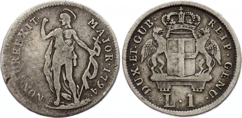 Italian States Genua 1 Lira 1794 
KM# 211a; Silver