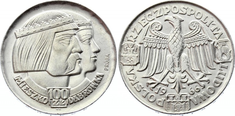 Poland 100 Zlotych 1966 Proba
KM# Pr148; Silver; AUNC