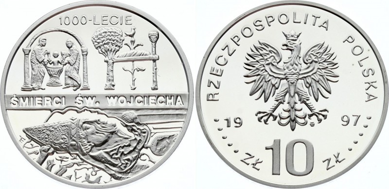 Poland 10 Zlotych 1997 MW
Y# 321; Silver; Mintage 25000 Pieces; St. Adalbert’s ...