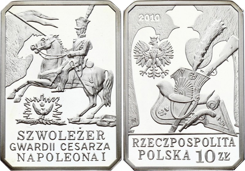 Poland 10 Zlotych 2010 MW
Y# 719; Silver; Napoleonic Imperial Guard; Proof