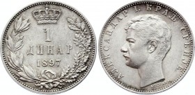 Serbia 1 Dinar 1897 
KM# 21; Silver; Aleksandar I; AUNC