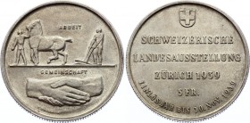 Switzerland 5 Francs 1939 HF
KM# 43; Silver; Zurich Exposition; Mintage 60.000Pcs; UNC