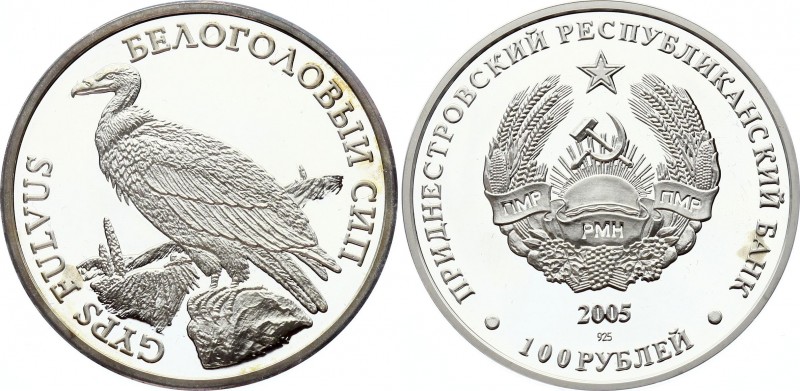 Transnistria 100 Roubles 2005 
KM# 60; Silver Prooflike; The Griffon Vulture; M...