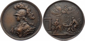 Russia Bronze Medal 1762 Catherine II
Diakov# 115. On the accession to the Throne. by J. G. Waechter. 66 mm, 118,05 g. Later Strike.