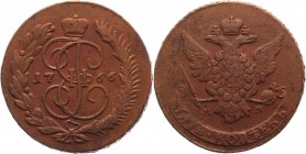 Russia 5 Kopeks 1766 ММ
Bit# 524; 2 Roubles Petrov; Copper 51,35g.; AUNC; Netted edge; Attractive natural patina and colour; The image is very well d...