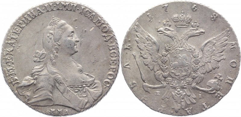 Russia 1 Rouble 1768 ММД ЕI
Bit# 129; 2,5 Roubles Petrov; Silver 23,07g.; UNC; ...