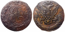 Russia 5 Kopeks 1778 EM
Bit# 627; Copper 48.41g; Eagle 1770-1777