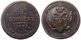 Russia 5 Kopeks 1804 EM
Bit# 290; Copper 57.90g
