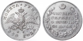 Russia 1 Rouble 1829 СПБ НГ
Bit# 107; Silver 20.83g; Petrov 1.5 Roubles