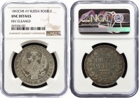 Russia 1 Rouble 1843 СПБ АЧ NGC UNC
Bit# 202; 3 Roubles by Ilyin, 1,5 R by Petrov. Silver, UNC, Lustrous. NGC UNC Details - Reverse cleaned.