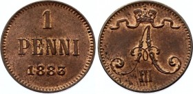 Russia - Finland 1 Penni 1883 
Bit# 251; 1.27g; UNC Red