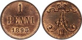 Russia - Finland 1 Penni 1893 
Bit# 256; 1.29g; UNC Red