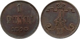 Russia - Finland 1 Penni 1893 
Bit# 256; Copper; AUNC