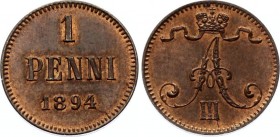 Russia - Finland 1 Penni 1894 
Bit# 257; 1.25g; UNC Red