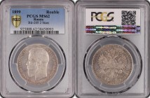 Russia 1 Rouble 1899 ** PCGS MS62
Bit# 205; Silver, UNC.