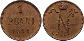 Russia - Finland 1 Penni 1911 
Bit# 471; Copper; UNC