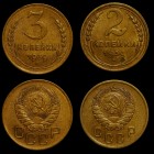 Russia - USSR Lot of 2 Coins 1 2 Kopeks 1939 
Y# 106-107; Al-Br; aUNC
