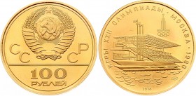 Russia - USSR 100 Roubles 1978 ЛМД
Y# 162; Moscow Olympics 1980 - Waterside Stand. Gold, UNC.