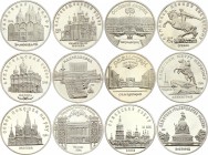 Russia - USSR Lot of Commemorative Coins
5 Roubles 1988 - 1991; Proof; Different Dates & Motives. 12 Coins total.