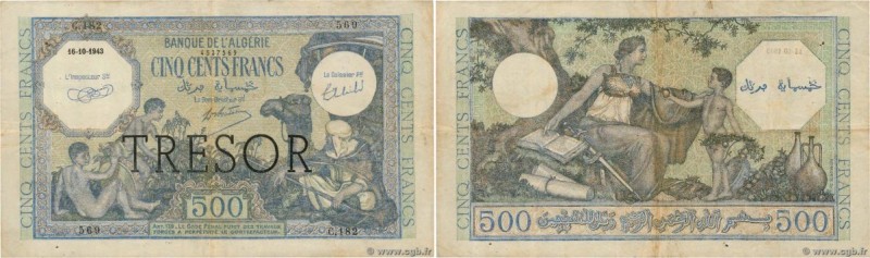 Country : FRANCE 
Face Value : 500 Francs ALGÉRIE 
Date : 16 octobre 1943 
Pe...