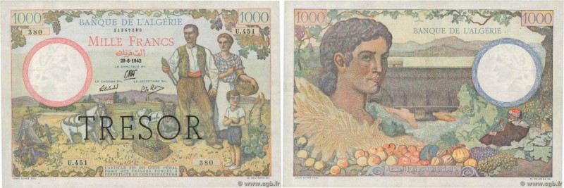 Country : FRANCE 
Face Value : 1000 Francs ALGÉRIE 
Date : 29 juin 1942 
Peri...