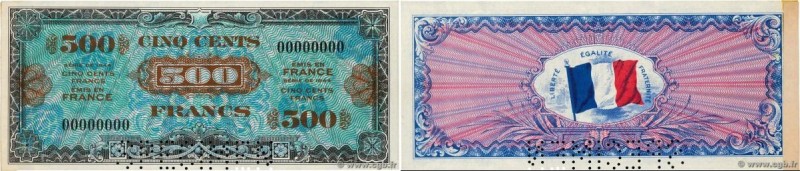 Country : FRANCE 
Face Value : 500 Francs DRAPEAU Spécimen 
Date : 1944 
Peri...
