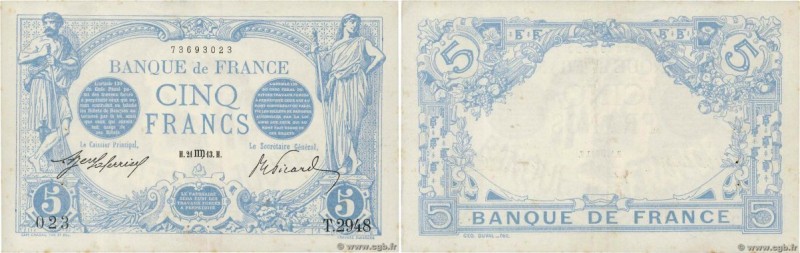 Country : FRANCE 
Face Value : 5 Francs BLEU 
Date : 21 août 1913 
Period/Pro...