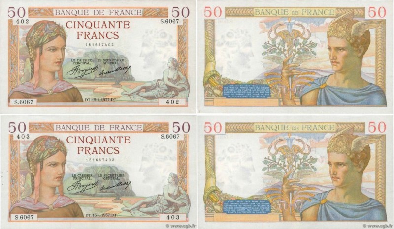 Country : FRANCE 
Face Value : 50 Francs CÉRÈS Consécutifs 
Date : 15 avril 19...