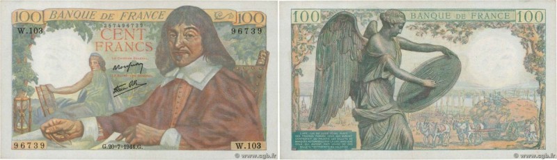 Country : FRANCE 
Face Value : 100 Francs DESCARTES 
Date : 20 juillet 1944 
...