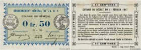 Country : SENEGAL 
Face Value : 0,50 Franc 
Date : 11 février 1917 
Period/Province/Bank : Gouvernement Général de l'A.O.F. 
Catalogue reference :...