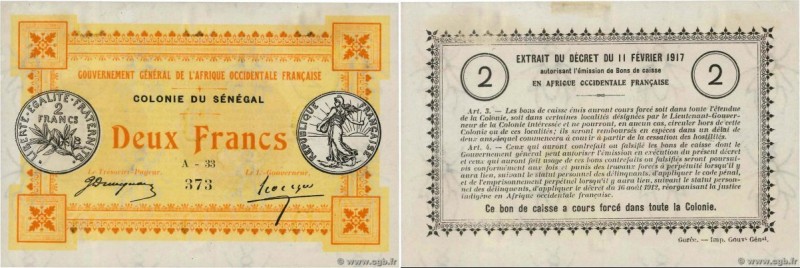 Country : SENEGAL 
Face Value : 2 Francs 
Date : 11 février 1917 
Period/Prov...