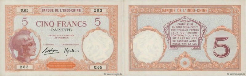 Country : TAHITI 
Face Value : 5 Francs 
Date : (1936-1940) 
Period/Province/...